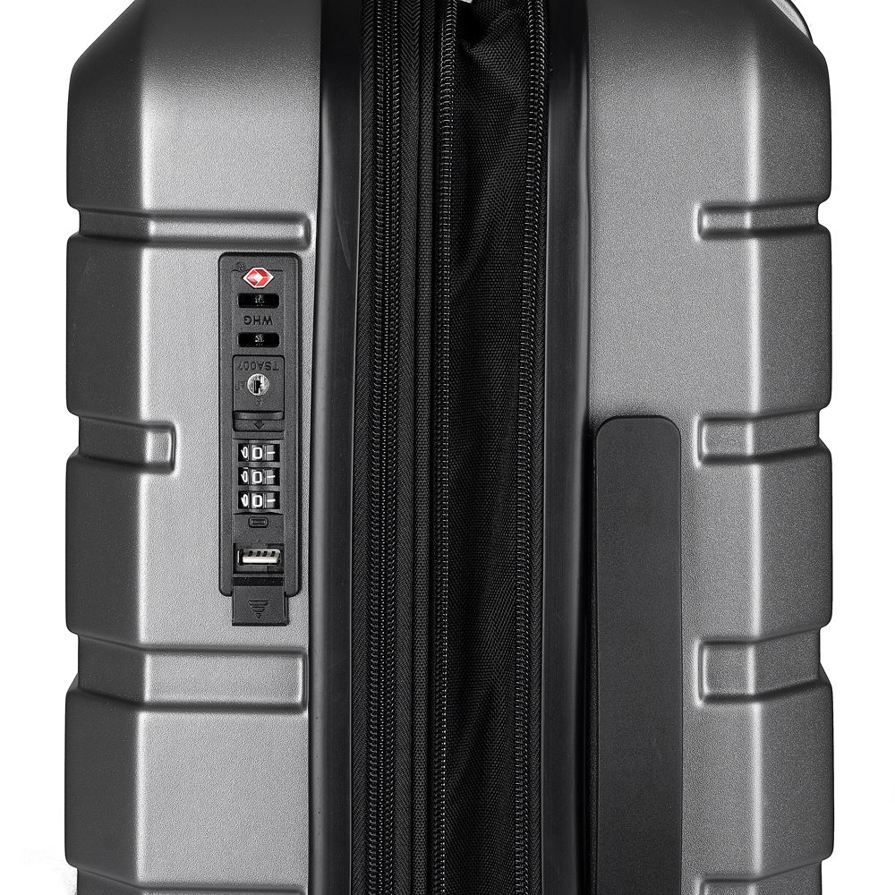 Mala 40L Com USB Rodas 360° Cinza Easy Travel