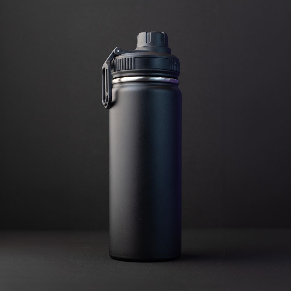 Garrafa com Alça e Bico 570ml Parede Dupla Preta
