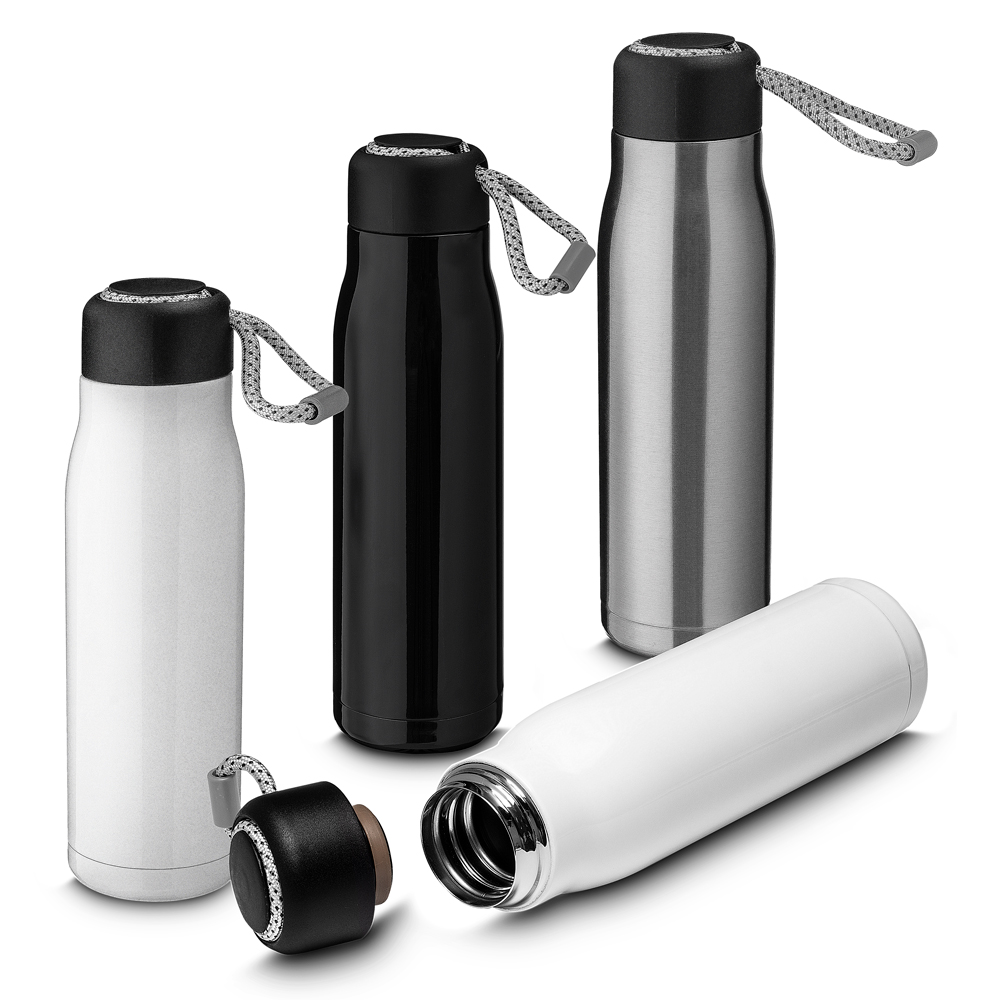 Garrafa Térmica de 550ml com Parede Dupla e Alça Branca