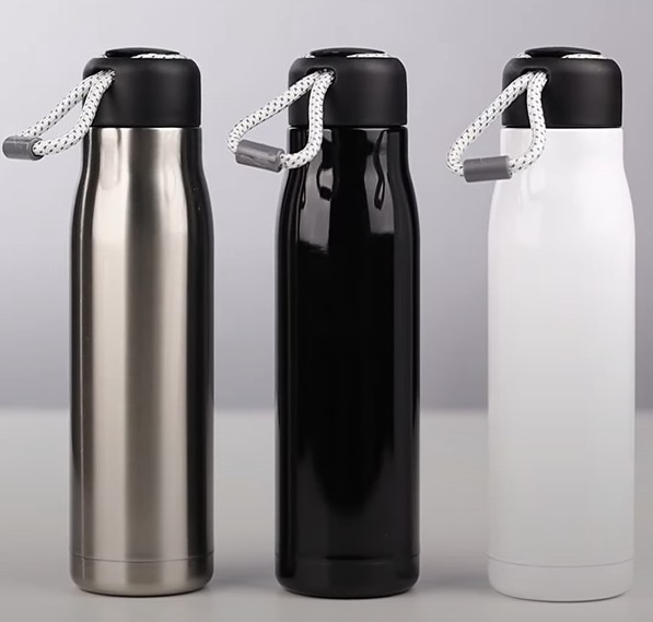 Garrafa Térmica de 550ml com Parede Dupla e Alça Branca