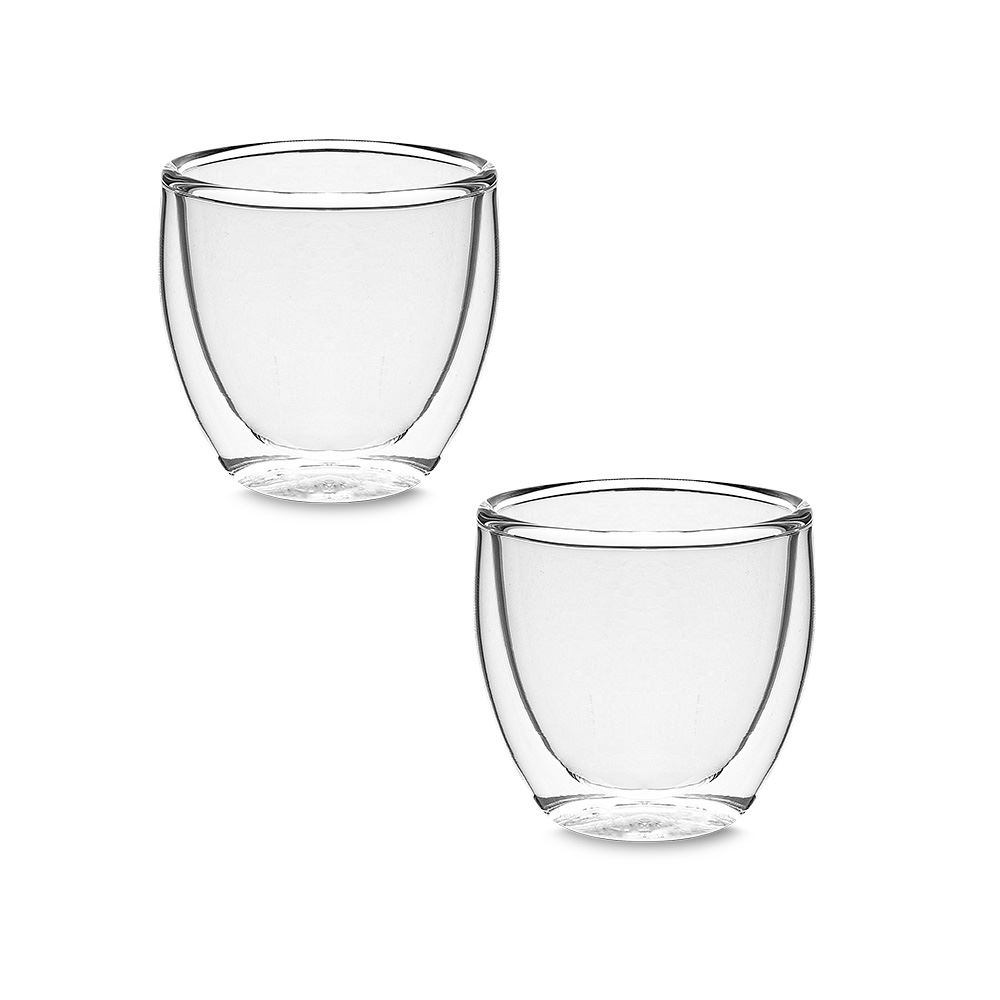 Conjunto com 2 Copos de Vidro Borossilicato 80ml Parede Dupla