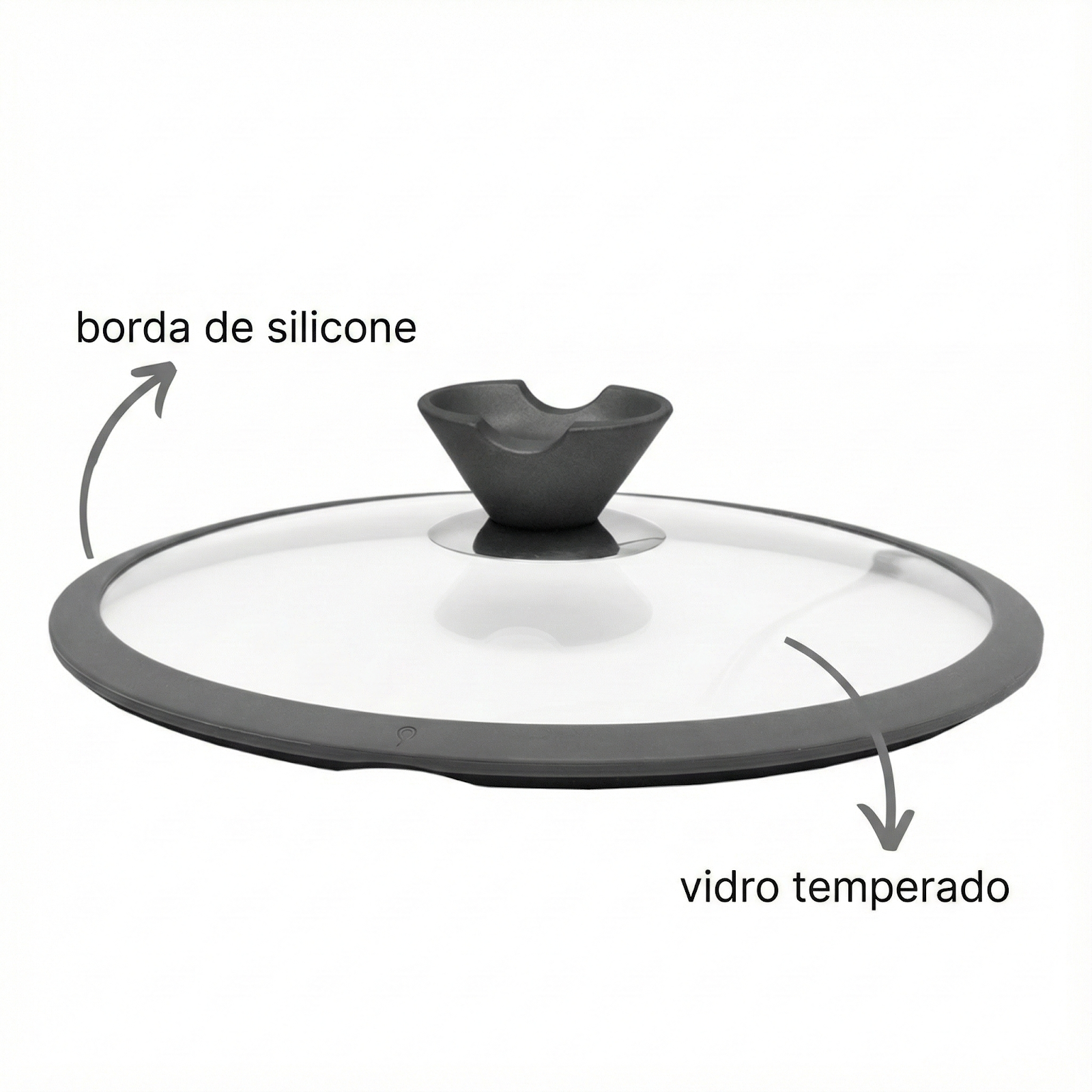 Tampa de Vidro Temperado Com Bordas em Silicone Ø24cm