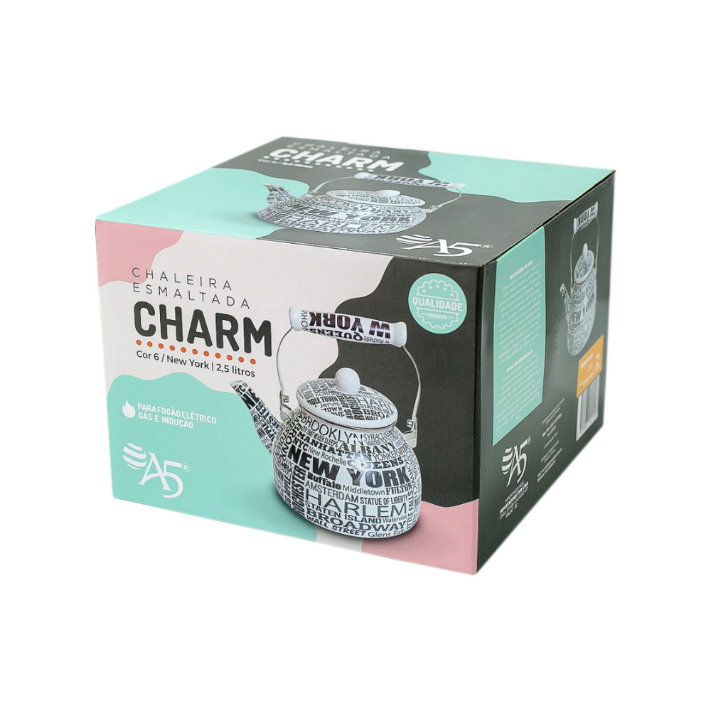 Chaleira Esmaltada Vintage 2,5L à Indução Charm New York
