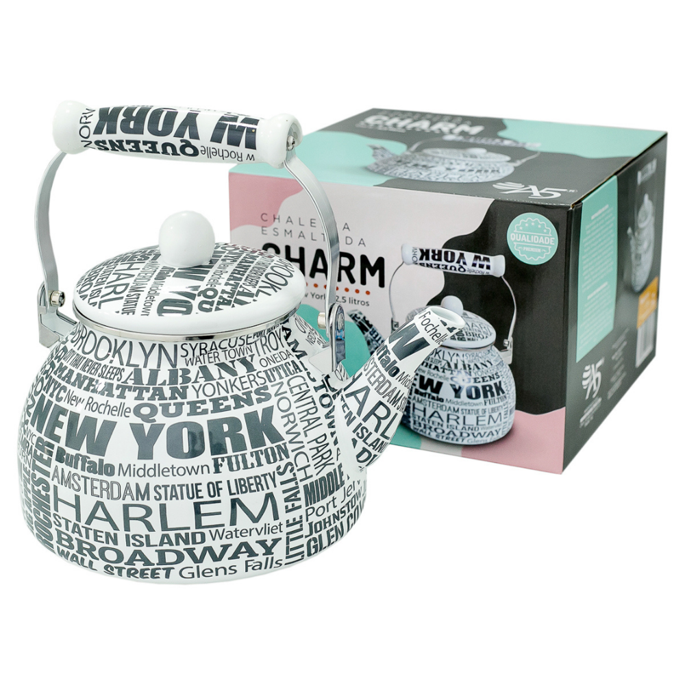 Chaleira Esmaltada Vintage 2,5L à Indução Charm New York