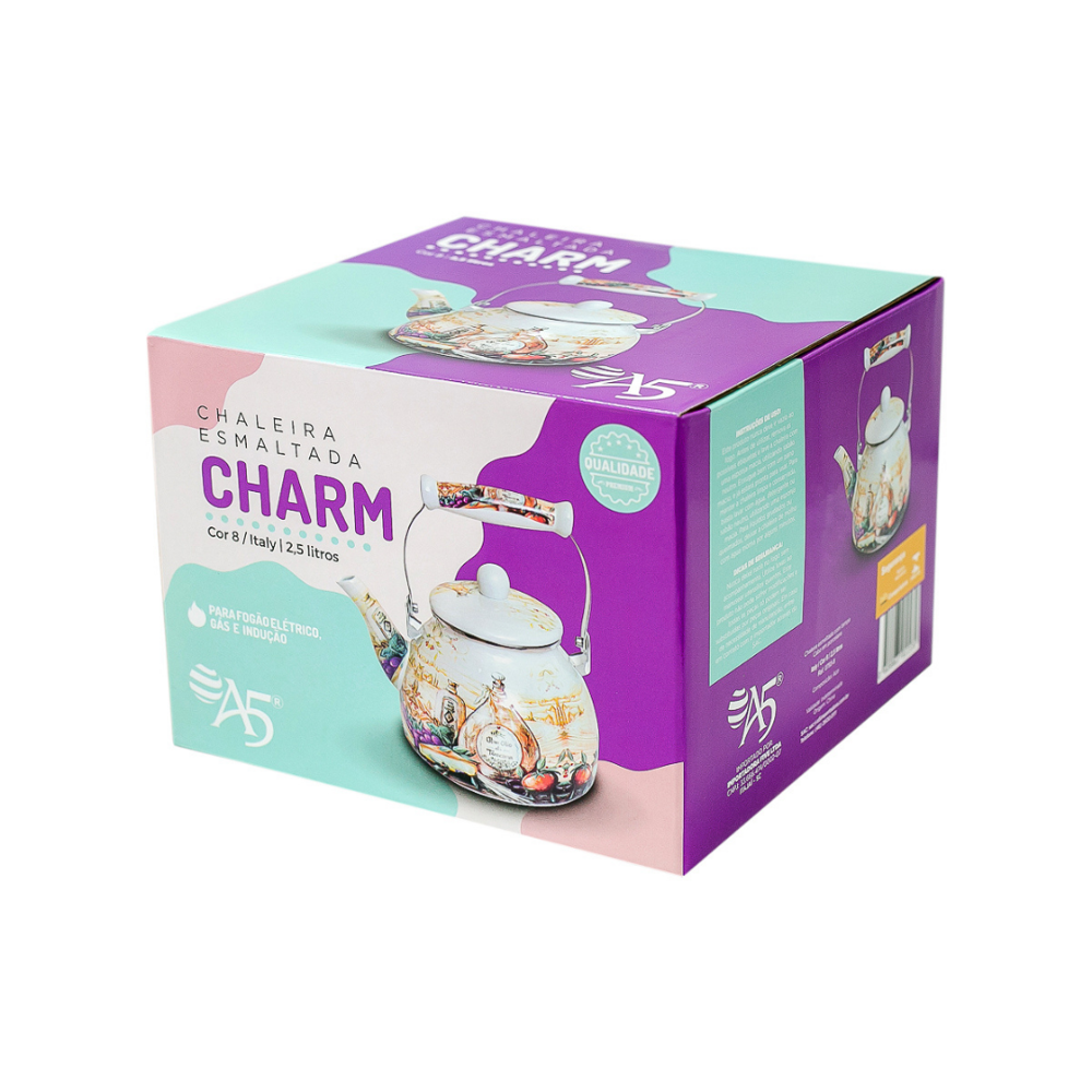 Chaleira Esmaltada Vintage 2,5L à Indução Charm Italy