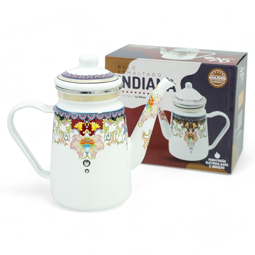 Bule Esmaltado Vintage 1,2L à Indução Indiano