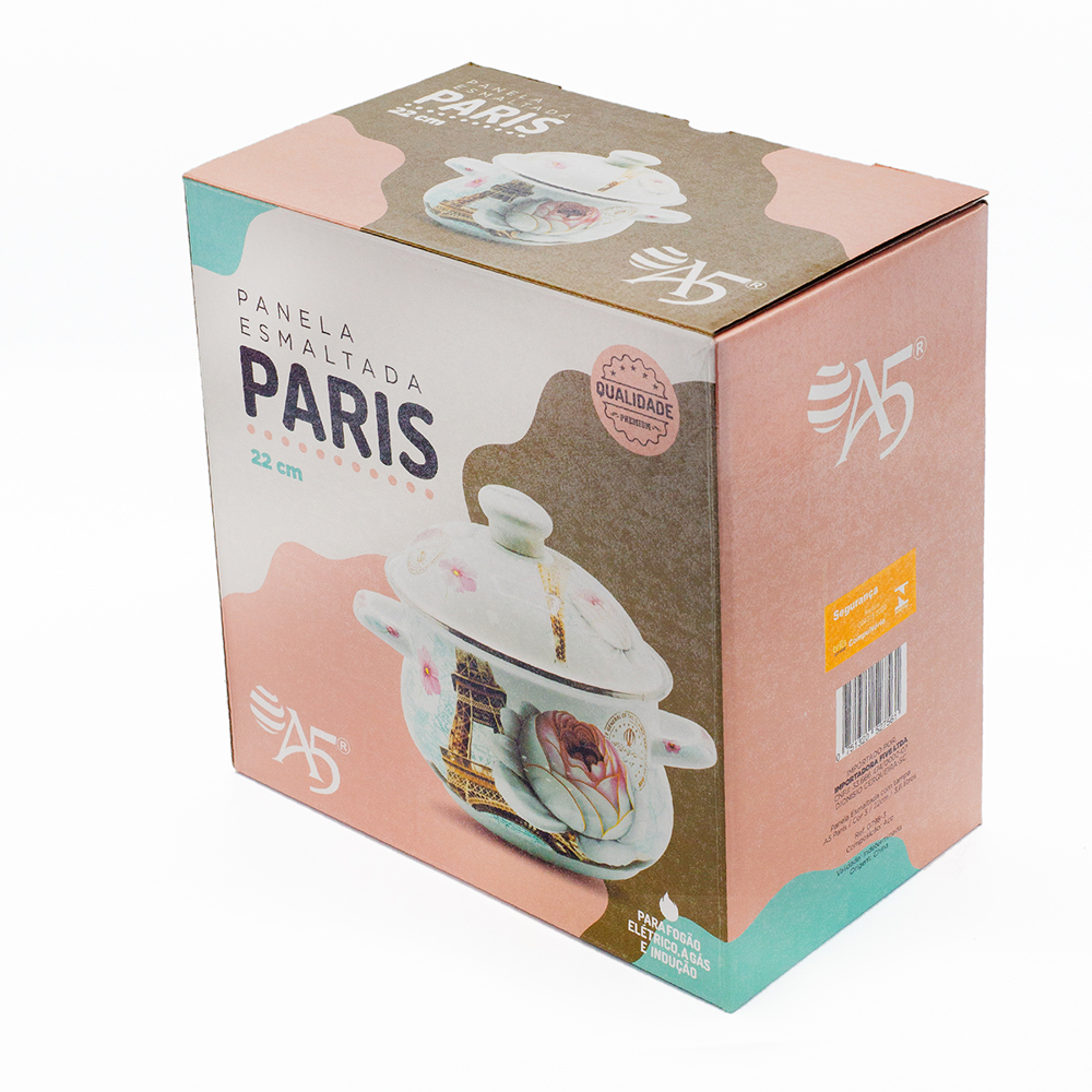 Caçarola Esmaltada Vintage 3,6L à Indução Com Tampa Paris