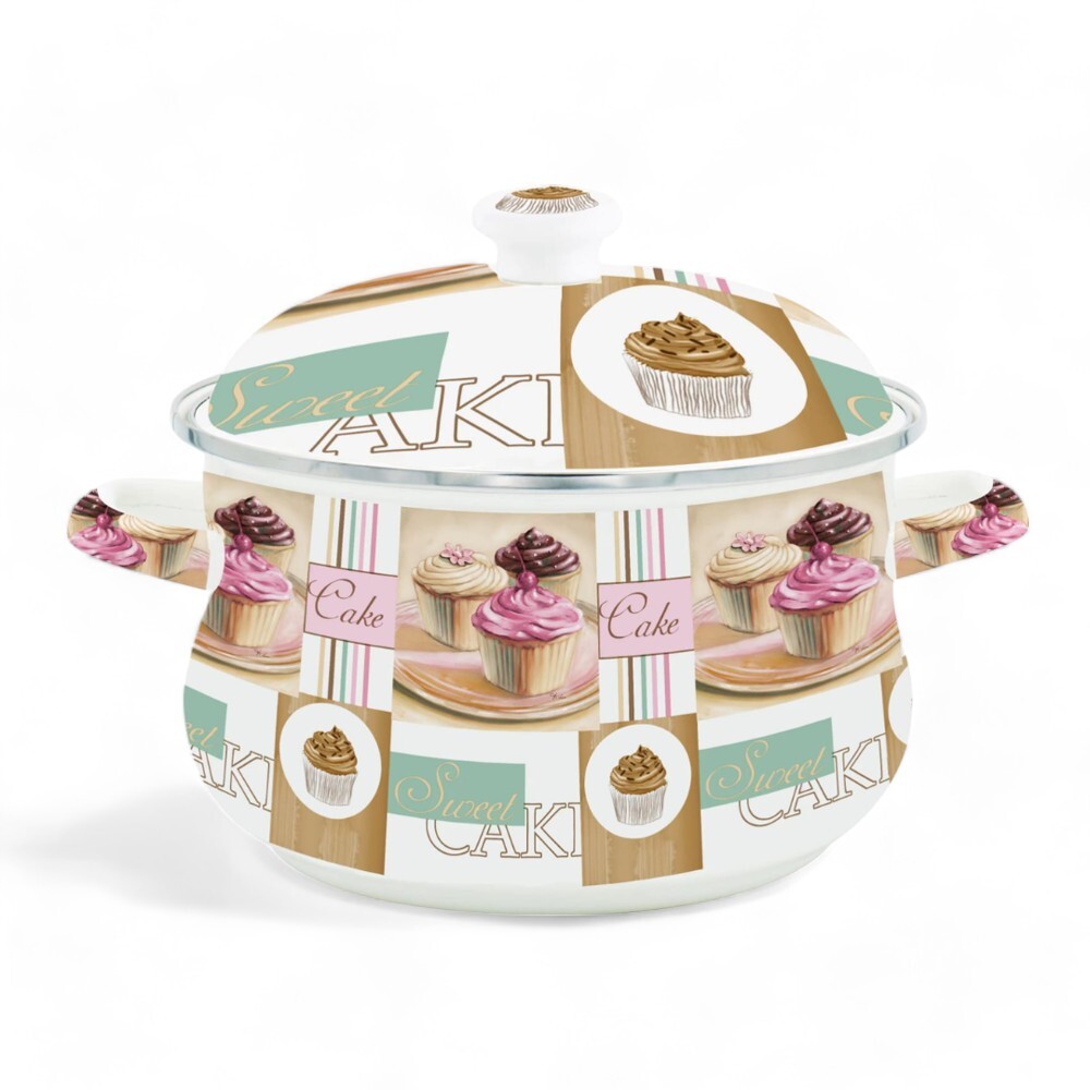 Caçarola Esmaltada Vintage 3,6L à Indução Com Tampa Cake