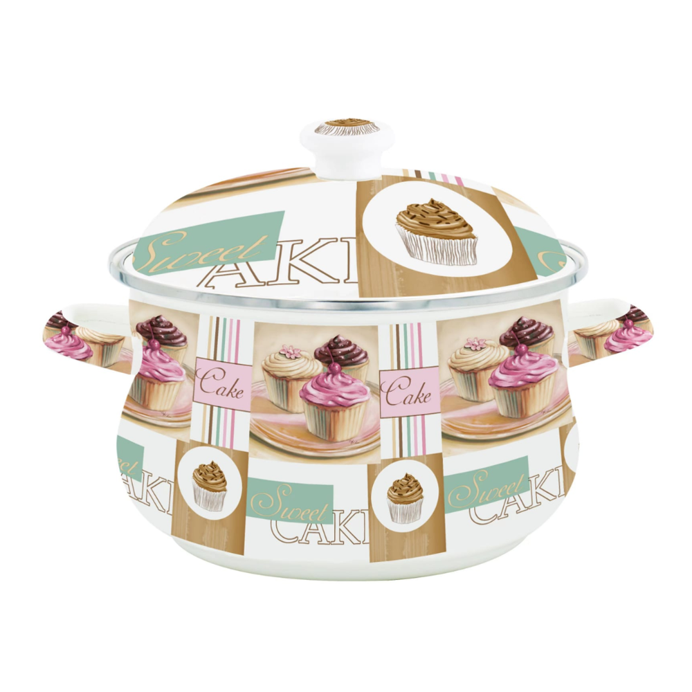 Caçarola Esmaltada Vintage 3,6L à Indução Com Tampa Cake