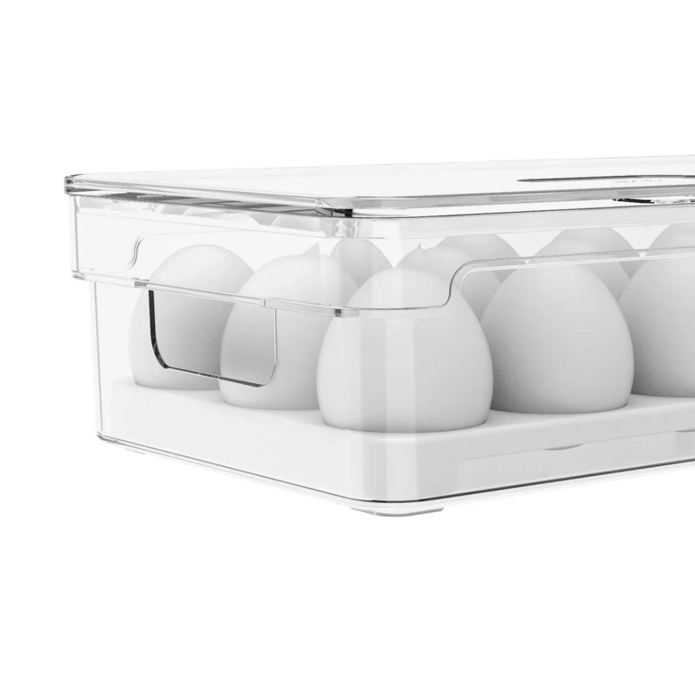 Porta Ovos Organizador com Tampa para 18 Unidades Clear Fresh