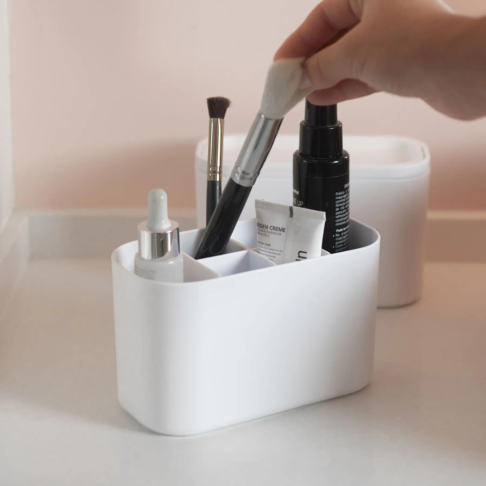 Organizador com Divisórias Multiuso Maquiagens Bold Bege