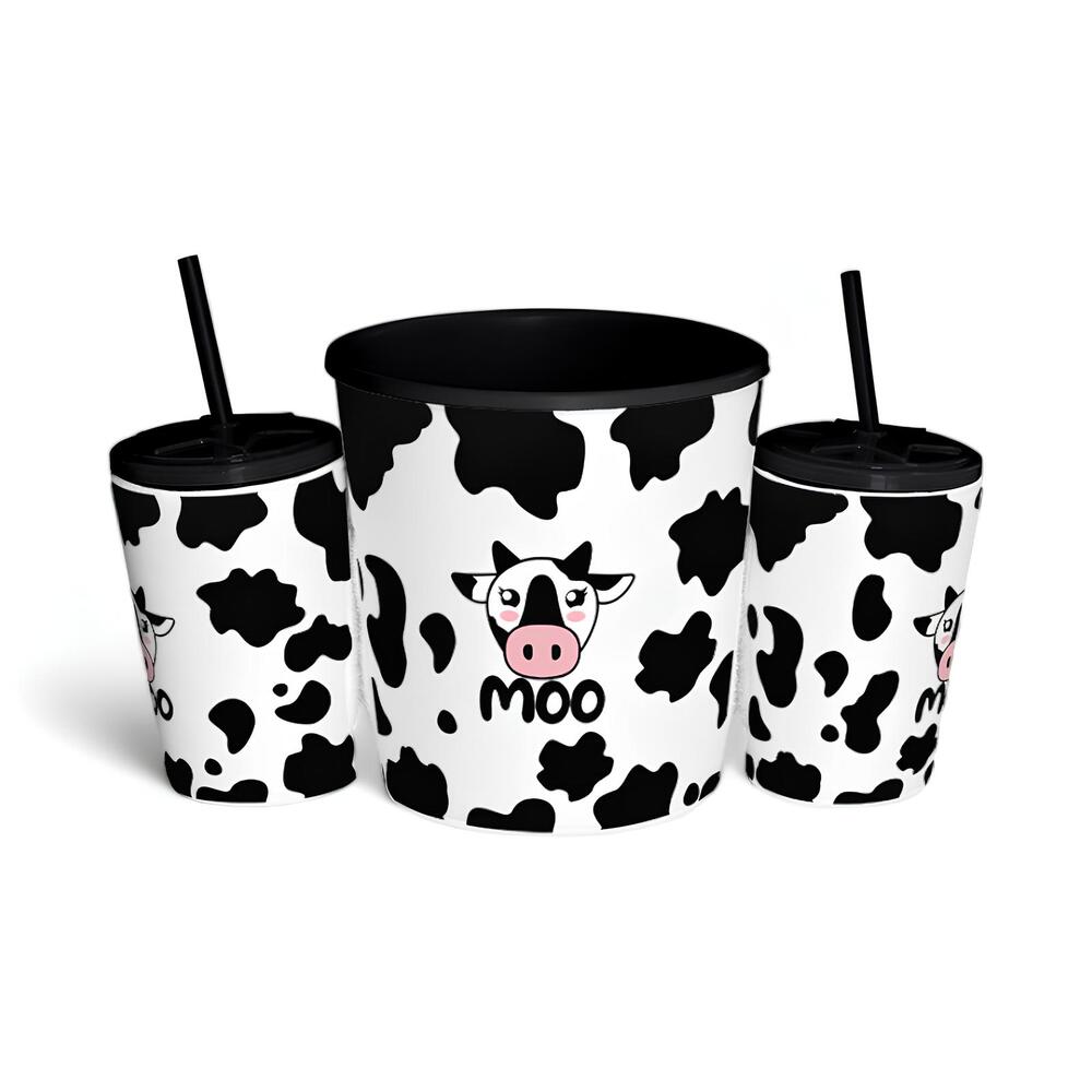 Kit Pipoca com 2 Copos e Balde - Moo Vaquinha