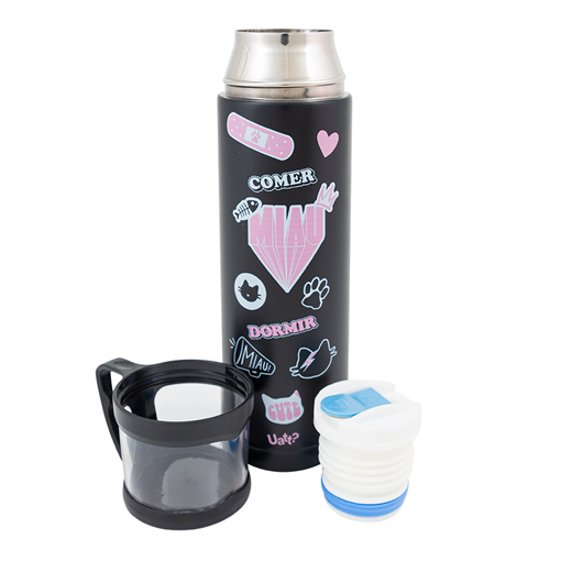 Garrafa Térmica de 470ml com Caneca - Gatinha