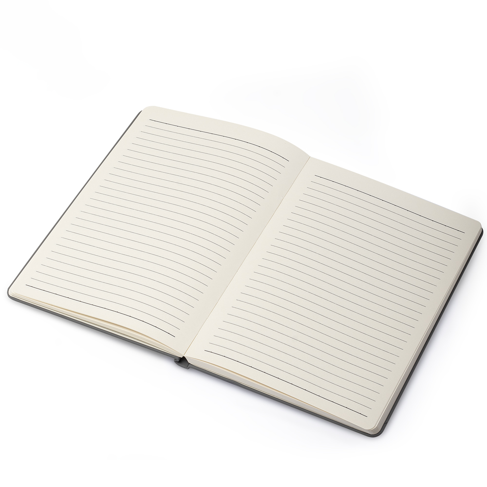 Caderno Capa Dura com Suporte de Caneta 80 Folhas Cinza