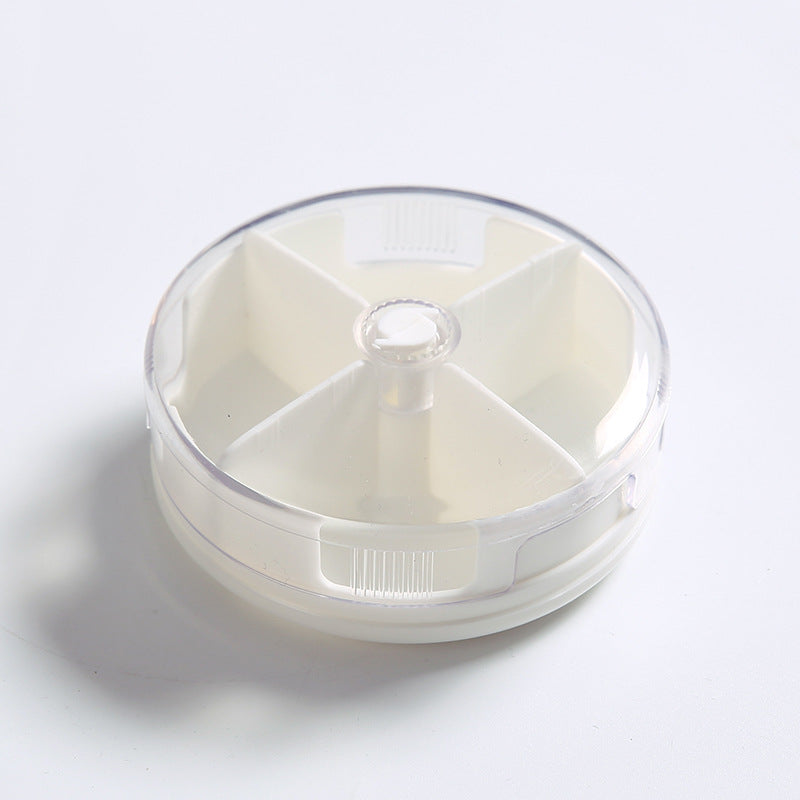 Caixa de Medicamentos Portátil Mini de 4 Compartimentos para Viagem - Branca