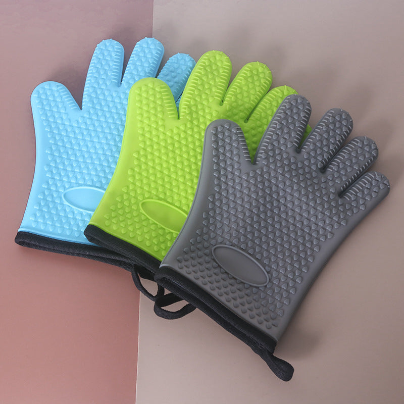 Luvas de Silicone Anti-Escaldantes de Cozinha Luvas de Forno de Microondas - Cinza