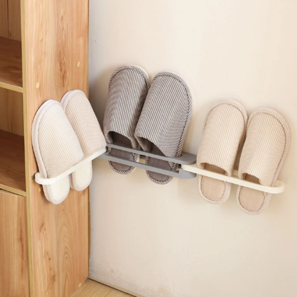 Suporte de Parede Multiuso para Toalhas Sapatos Chinelos Cinza