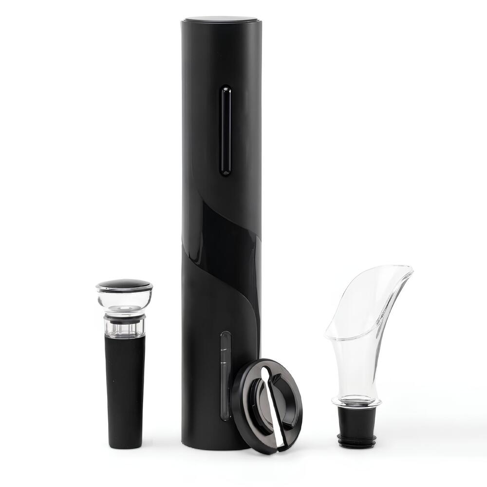 Kit Abridor Elétrico de Vinho  a pilhas com Acessórios Preto