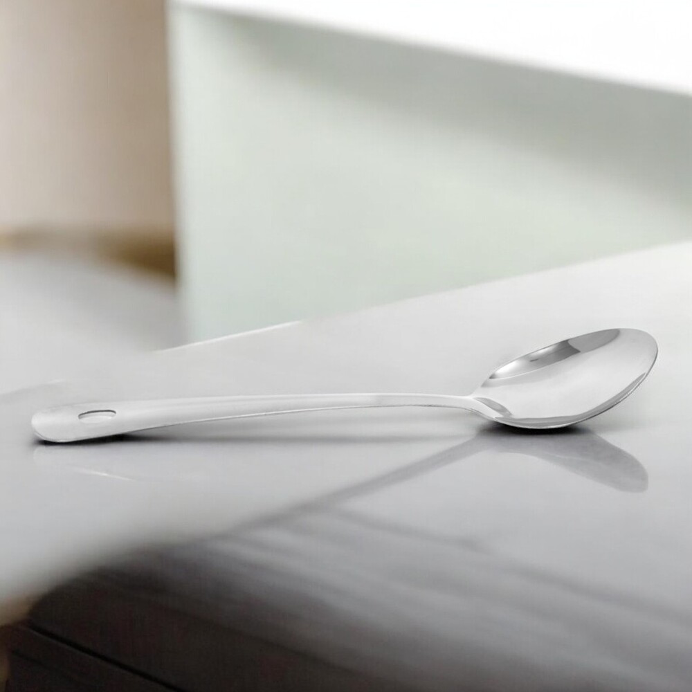 Colher de Arroz em Inox 31cm com Suporte de Pendurar