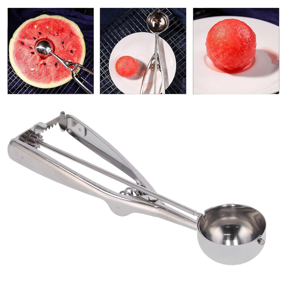 Pegador Colher com Ejetor De Sorvete Açaí Profissional Inox Bola 22cm