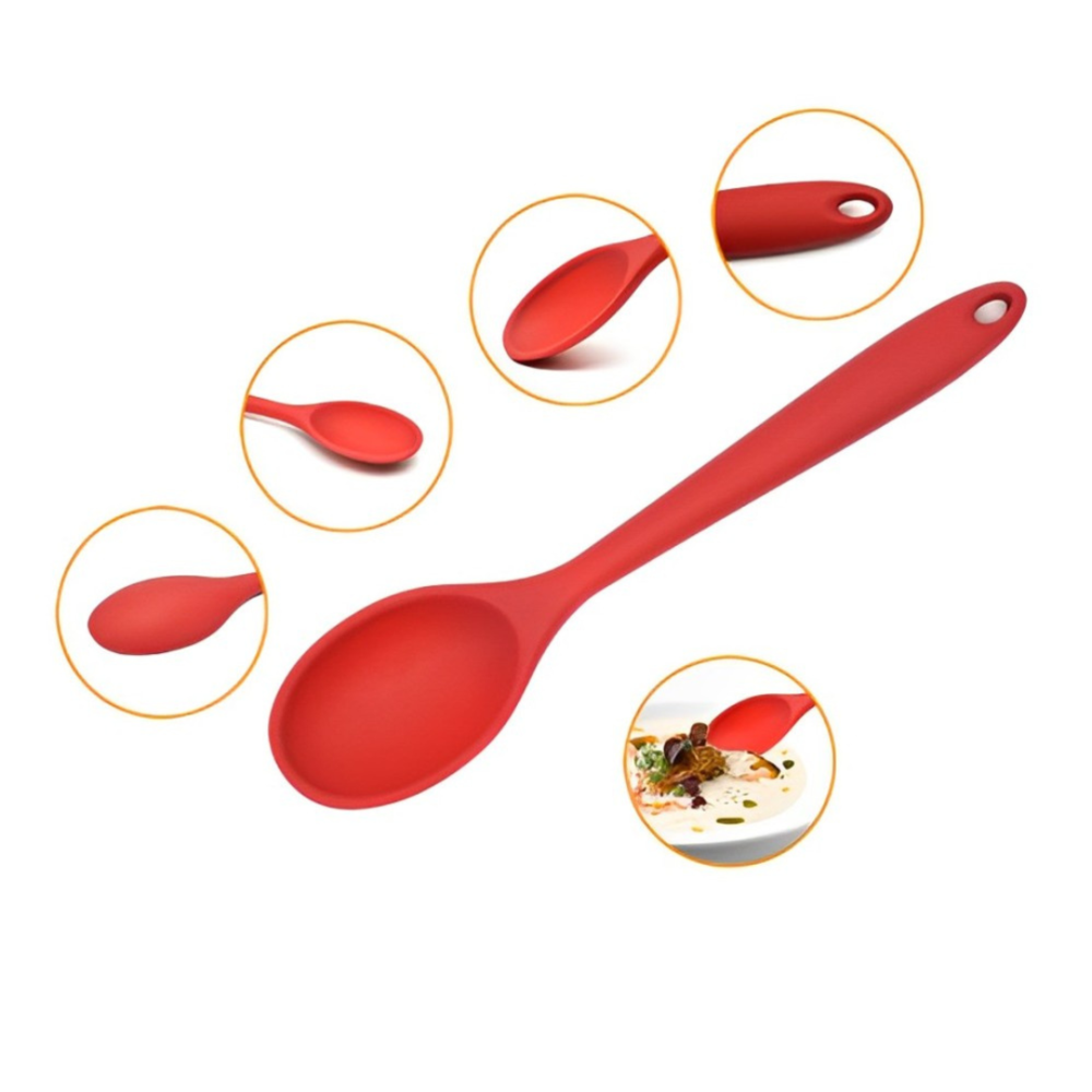 Colher de Silicone Vermelha 28cm Livre de BPA Resistente até 220°C