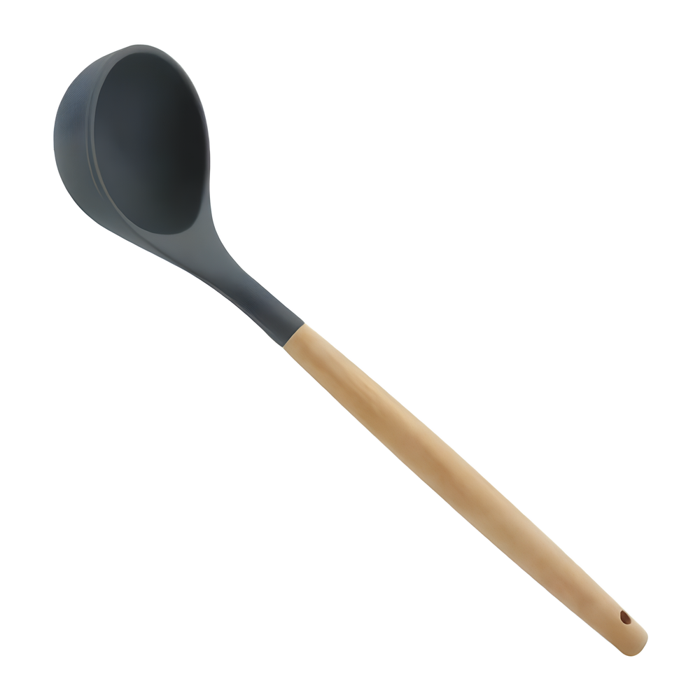Concha de Silicone com Cabo de Madeira Funda Caldos Molhos 31cm