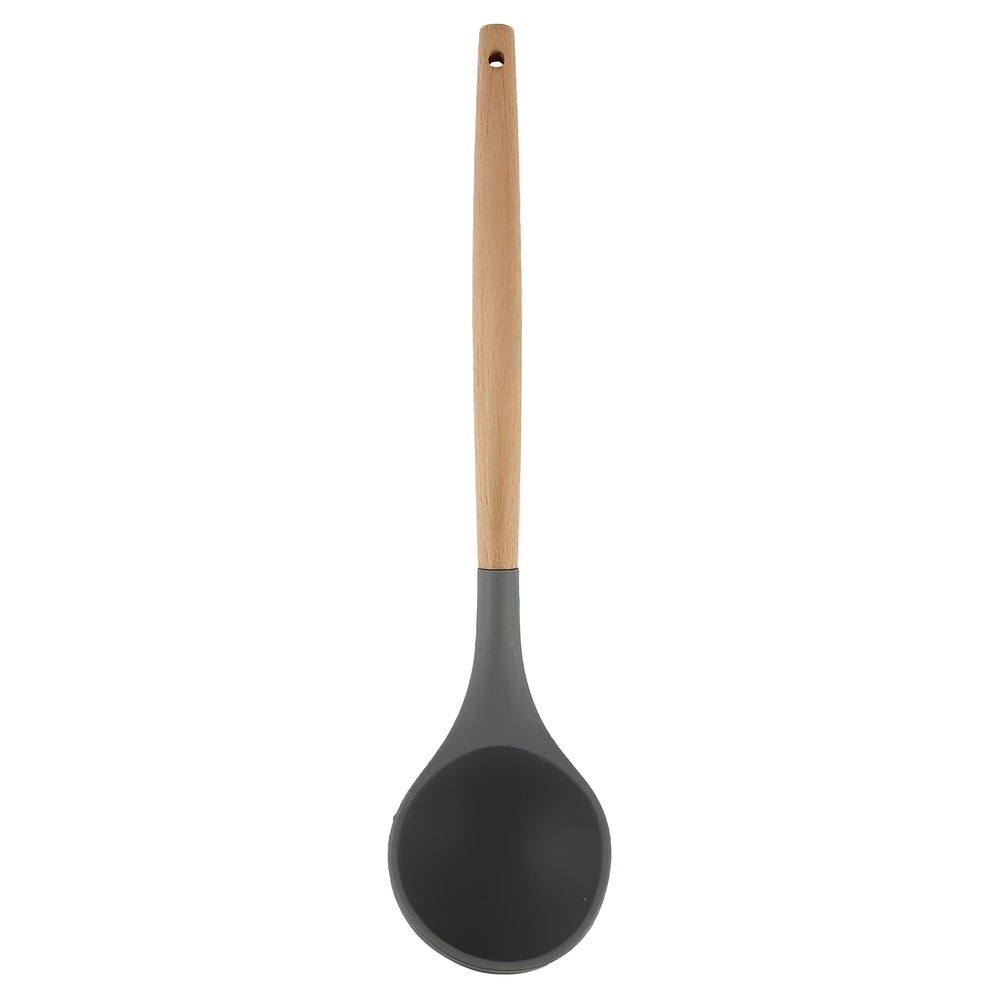 Concha de Silicone com Cabo de Madeira Funda Caldos Molhos 31cm