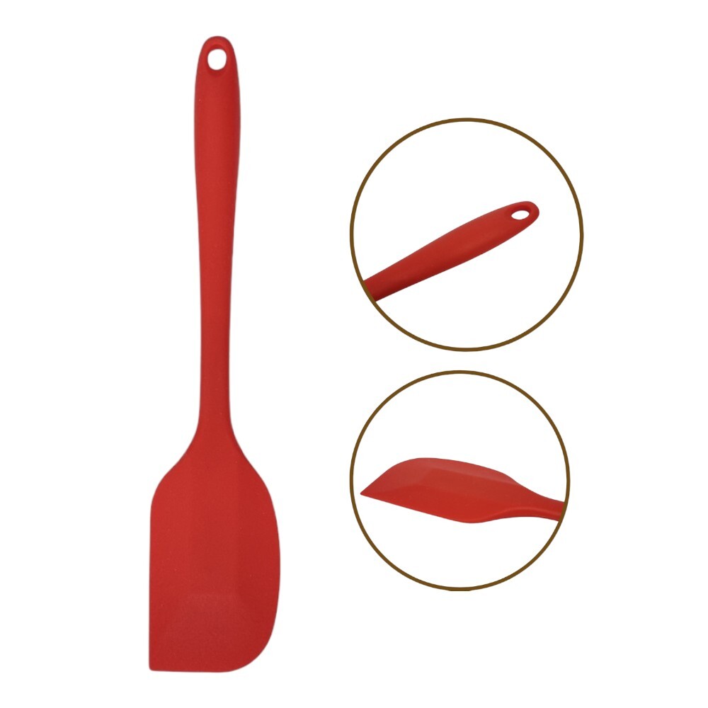 Espátula Reta de Silicone Vermelha 27cm Coberturas Fechada com Suporte