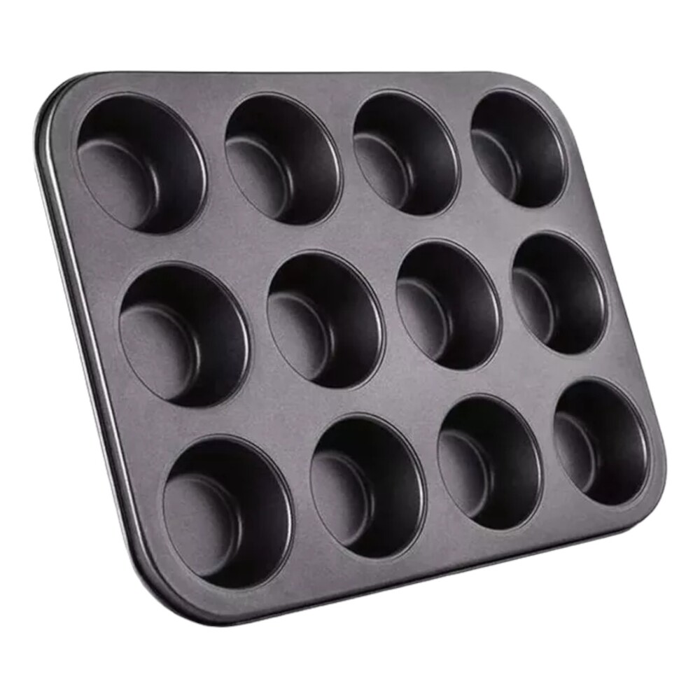Forma para Pão de Queijo 12 Cavidades Preta Cupcake Empadinha