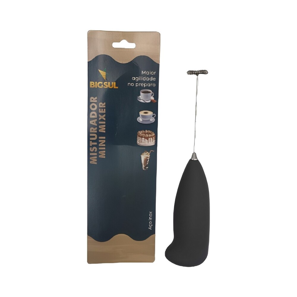 Mini Mixer Misturador De Bebidas Portátil Elétrico a Pilha Preto
