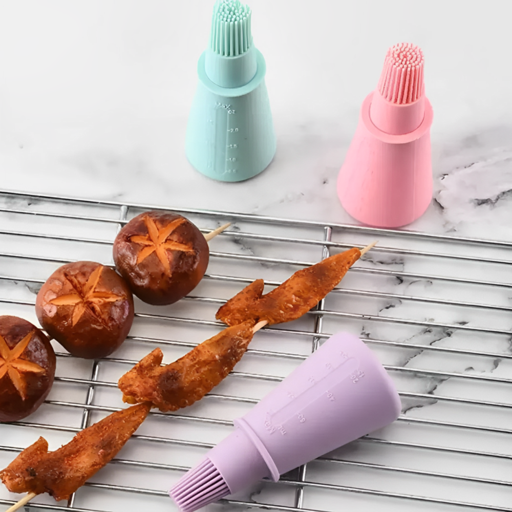 Pincel Culinário de Silicone Dispenser Multiuso Reservatório Óleo Azeite