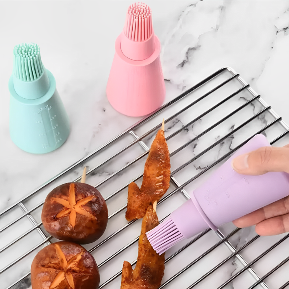 Pincel Culinário de Silicone Dispenser Multiuso Reservatório Óleo Azeite