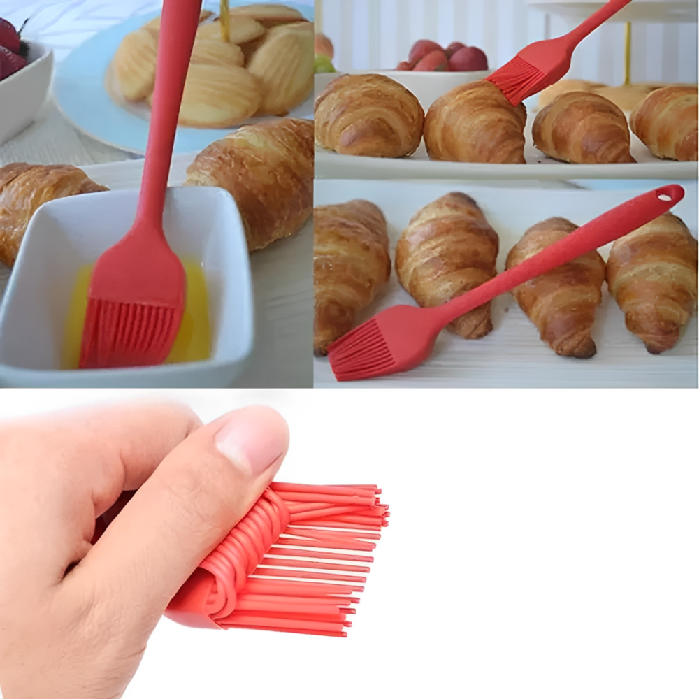 Pincel Culinário de Silicone Vermelho com Suporte 24cm