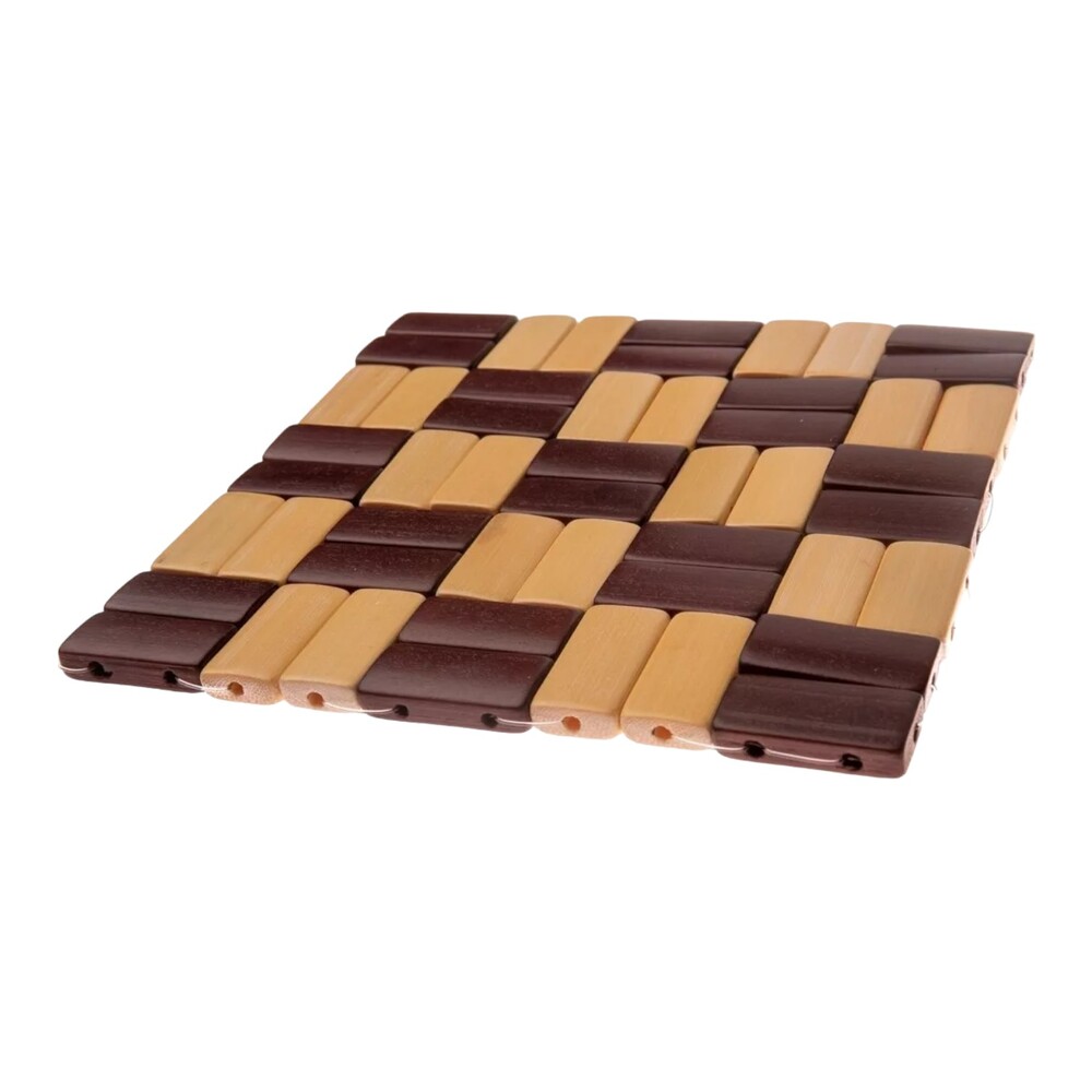 Descanso de Panela de Bamboo Xadrez 16x16cm Resistente