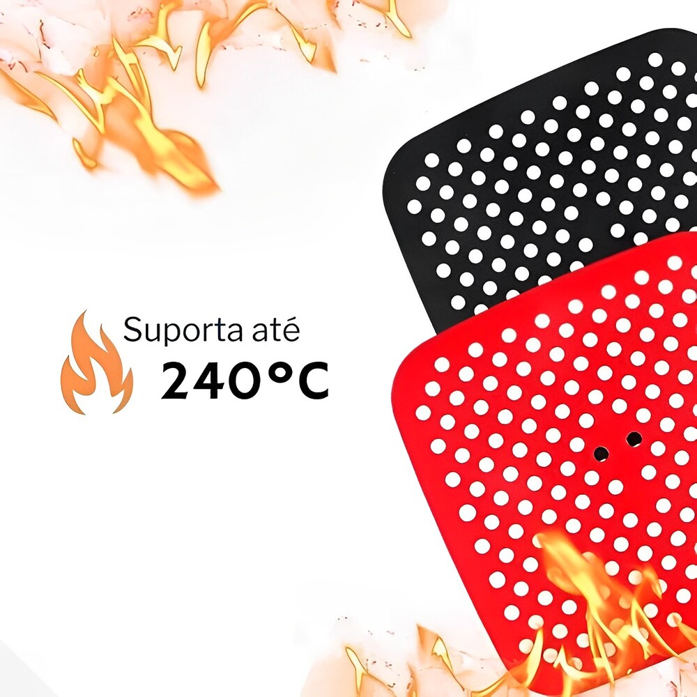 Tapete de Silicone para Airfryer Quadrado 19x19cm Cor Sortida