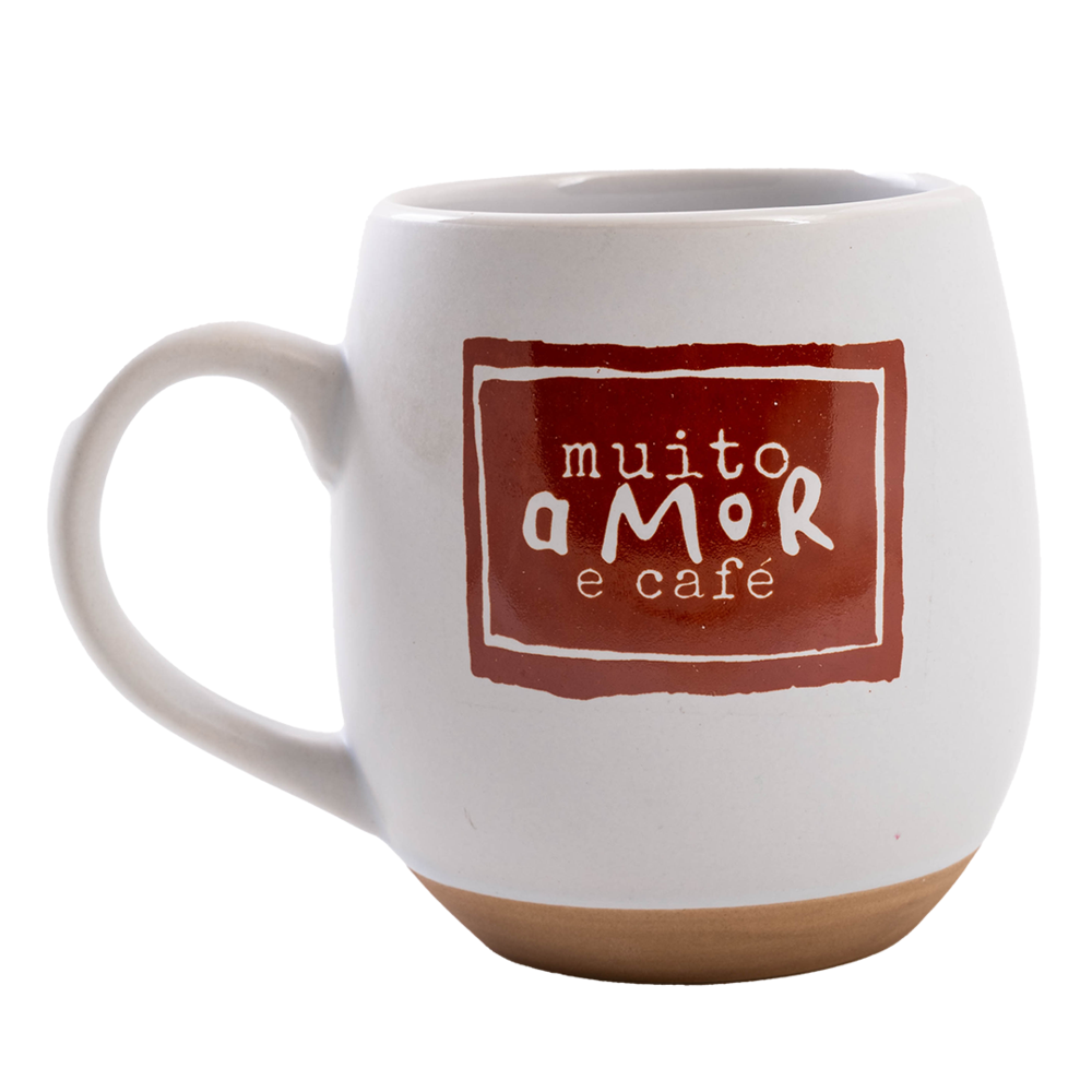Caneca de Cerâmica Oval 400ml - Muito Amor e Café