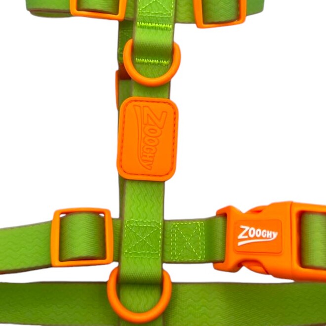 Peitoral Pet Ajustável para Todos Portes Acqua Wave Verde com Borracha Laranja