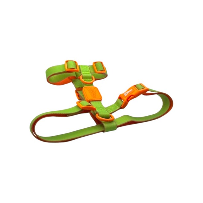 Peitoral Pet Ajustável para Todos Portes Acqua Wave Verde com Borracha Laranja