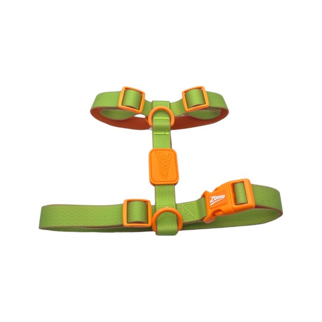 Peitoral Pet Ajustável para Todos Portes Acqua Wave Verde com Borracha Laranja