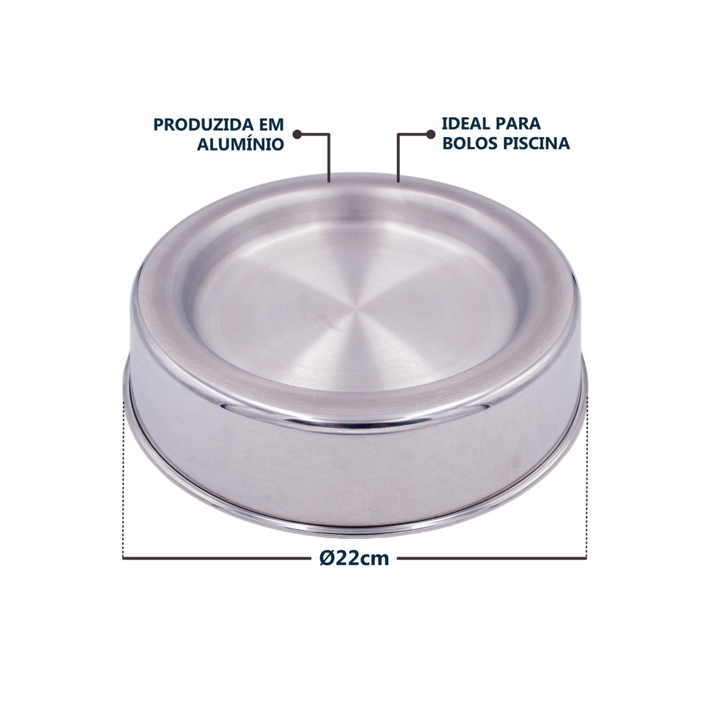 Forma de Alumínio Ballerine Ø22cm para Bolo Piscina Tortas