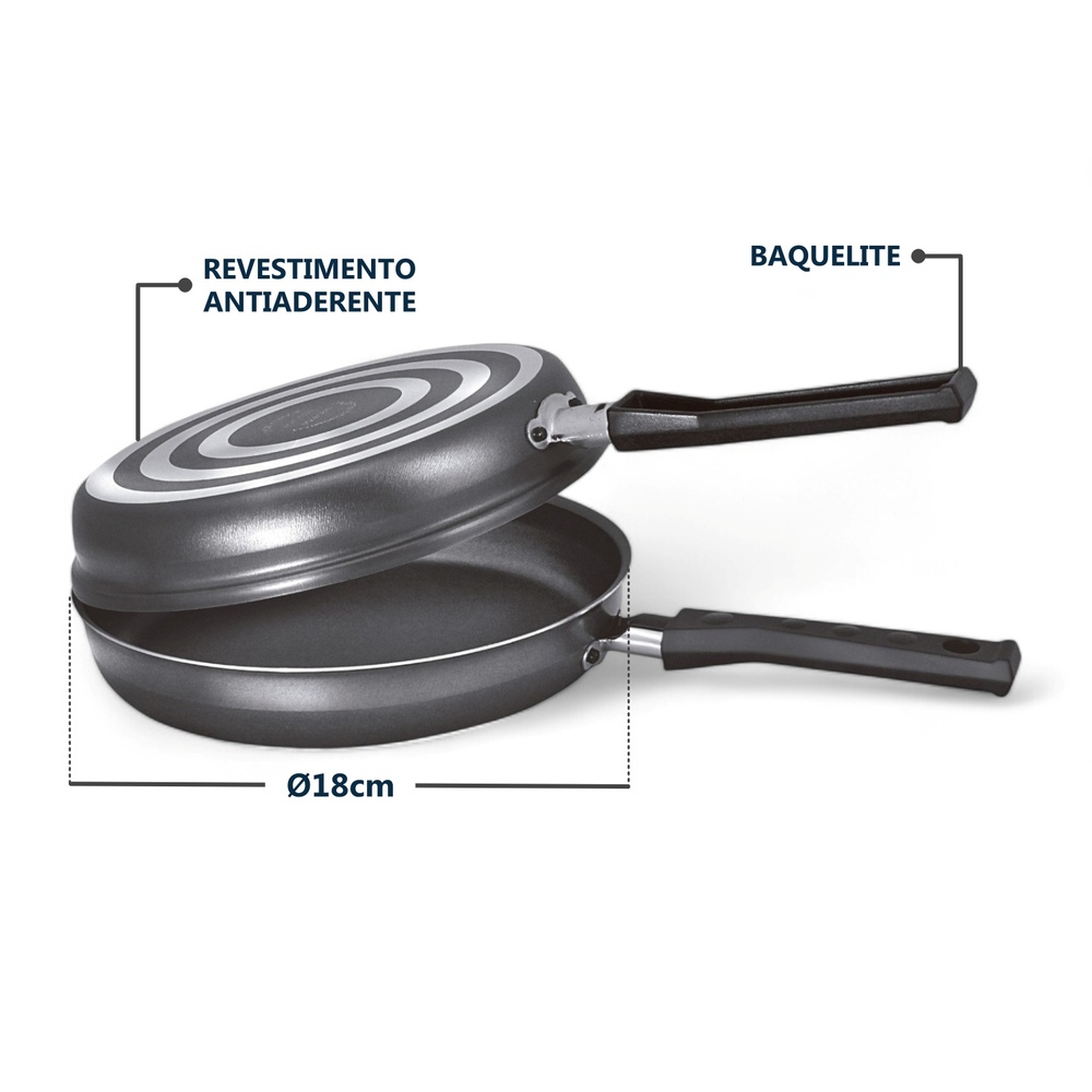 Omeleteira e Hamburgueira Dupla Frigideira Antiaderente Ø18cm