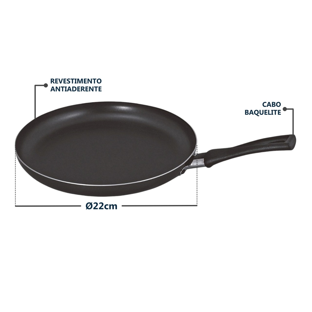 Panquequeira e Tapioqueira Antiaderente Grafite Ø22cm Baquelite