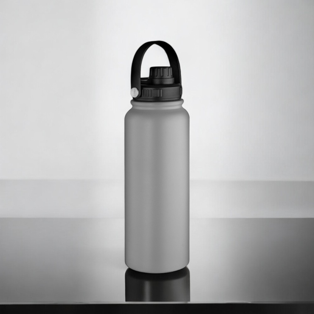 Garrafa Parede Dupla com Alça 1,1L em Aço Inox Cinza