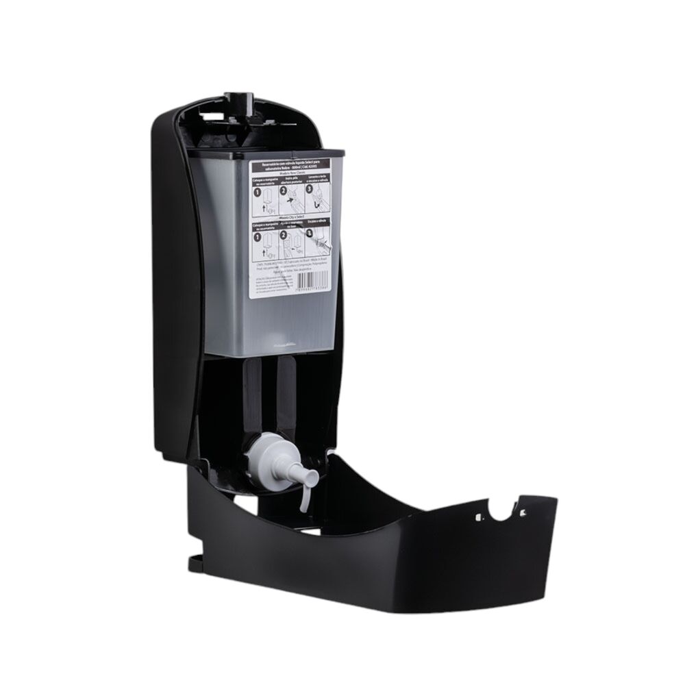 Dispenser para Sabonete Líquido/Álcool Gel 800ml Reservatório Válvula Xpro Inox Preto - Nobre