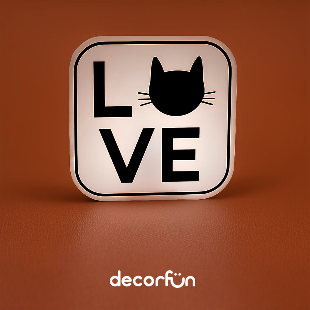 Luminária Box Cat Lovers para Mesa ou Parede Iluminação Indireta