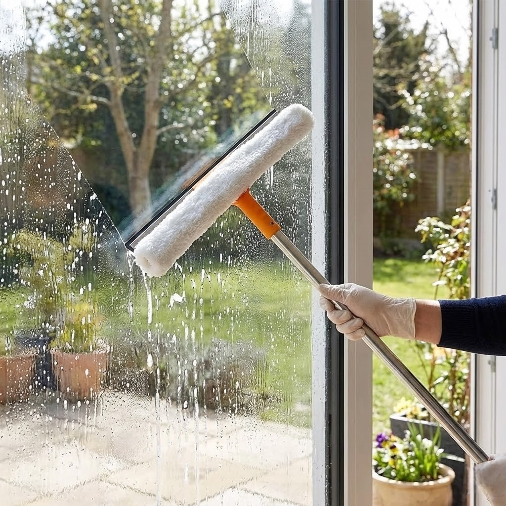 Rodo para Vidro 40cm com Cabo e Luva de Algodão - Branco