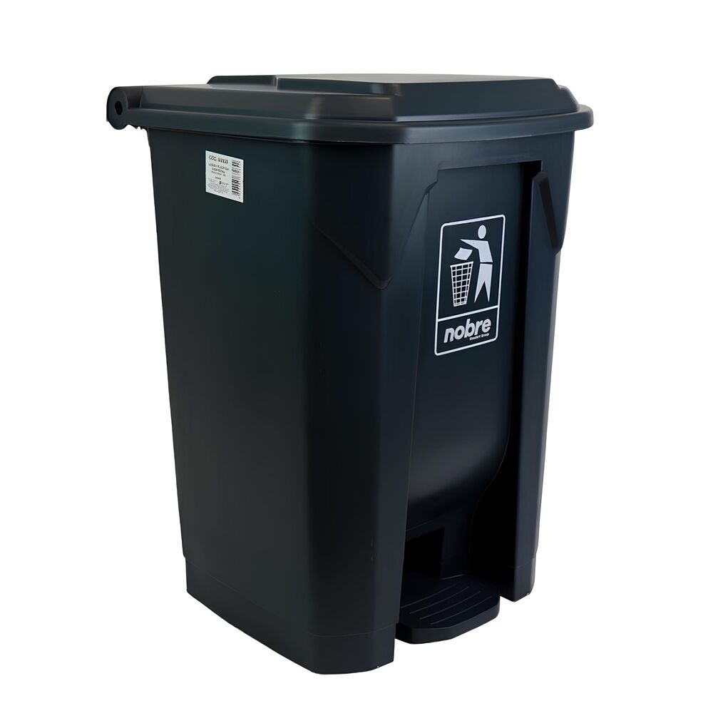 Lixeira Plástica com Pedal 50L Cinza Áreas Externas Grande - Nobre