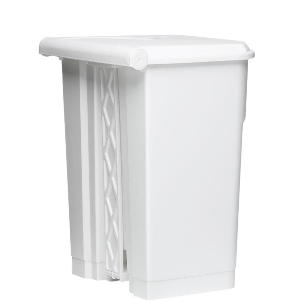Lixeira Plástica com Pedal 50L Branca Áreas Externas Grande - Nobre