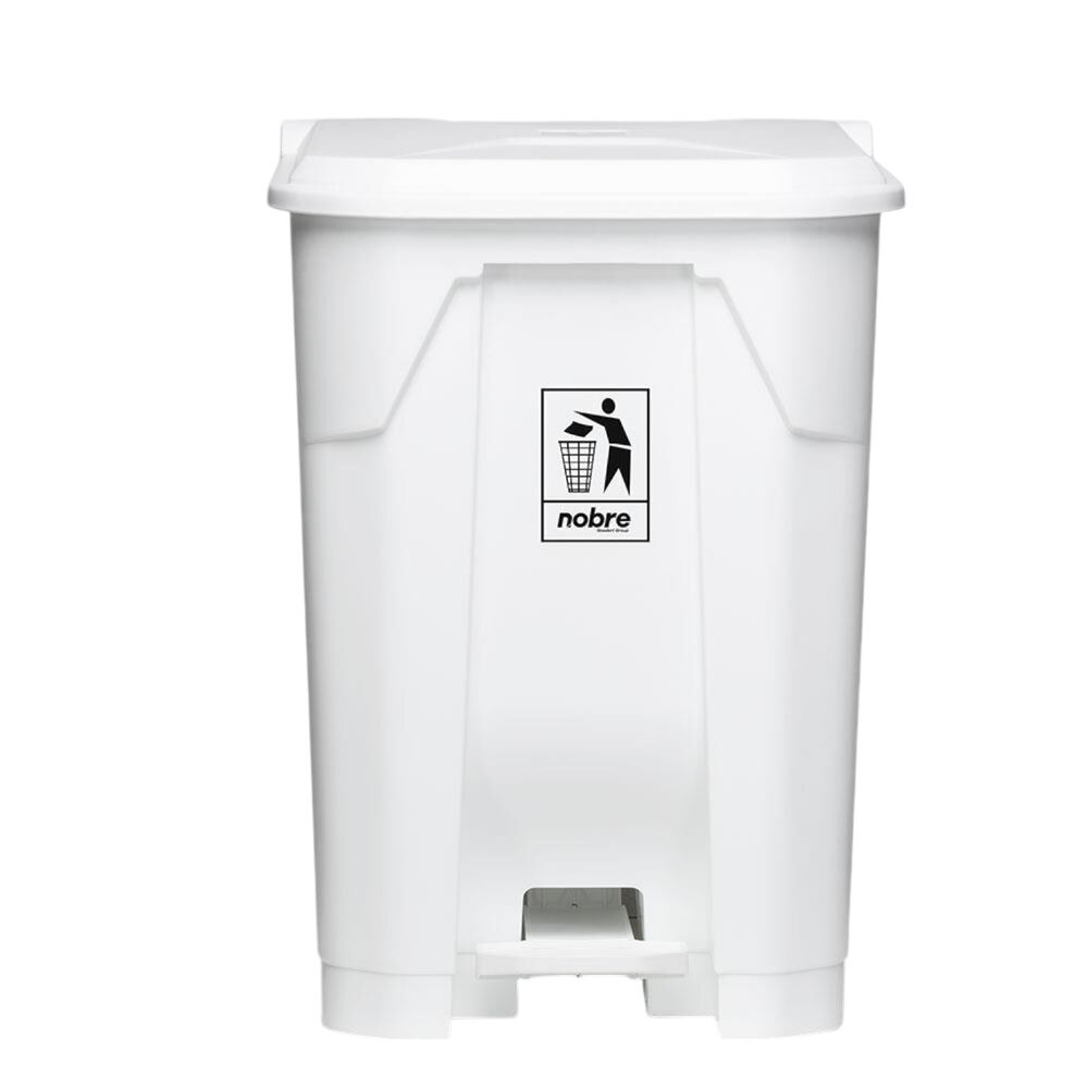 Lixeira Plástica com Pedal 50L Branca Áreas Externas Grande - Nobre