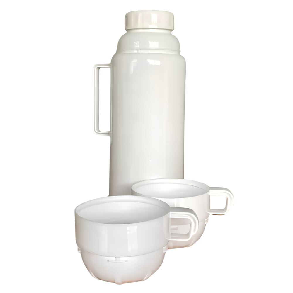 Conjunto de Garrafa Térmica com 2 Xícaras 1L Branca - Mood